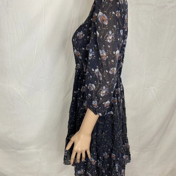 NEW ULLA JOHNSON Women's Abri Tiered Silk Mini Dress Navy Floral Size 2 - Picture 10 of 15